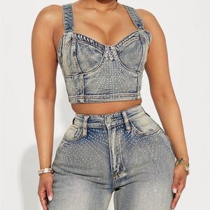 Vintage Wash Denim Crop Top